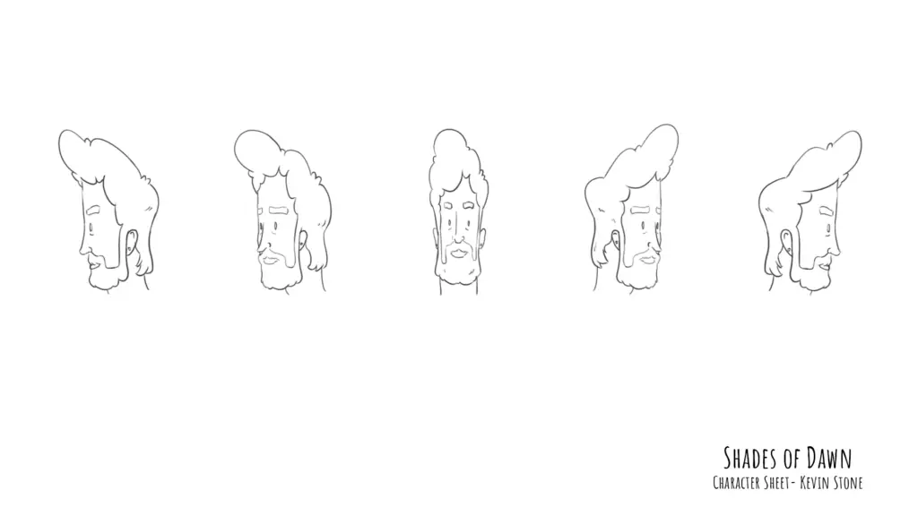 Shades of Dawn Character Model Sheet Kevin Stone Head Turnaround