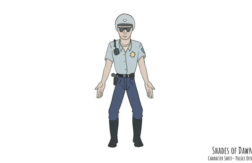 Shades of Dawn Character Model Sheet Police Officer Color